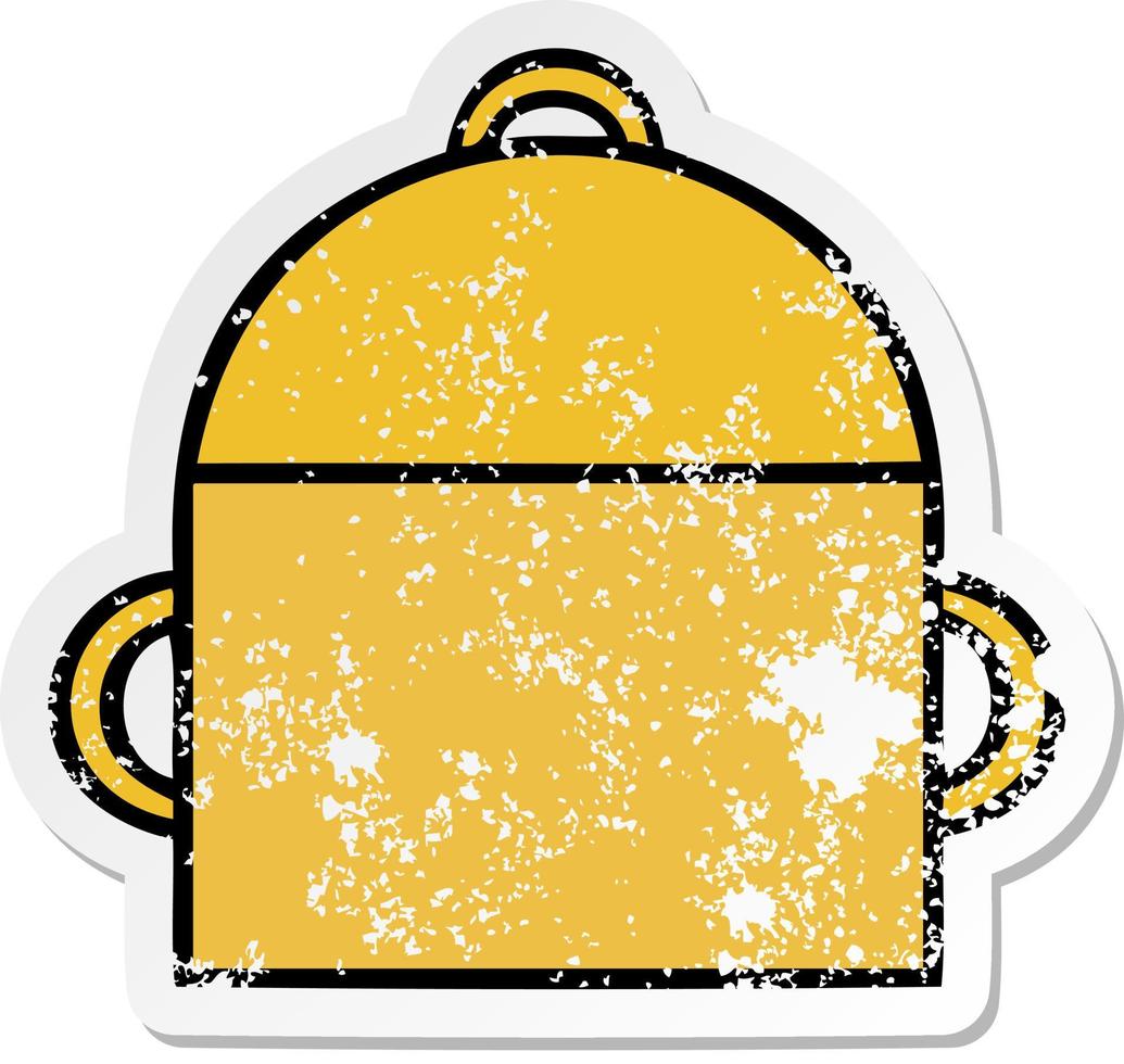 distressed sticker of a cute cartoon ruck sack vector