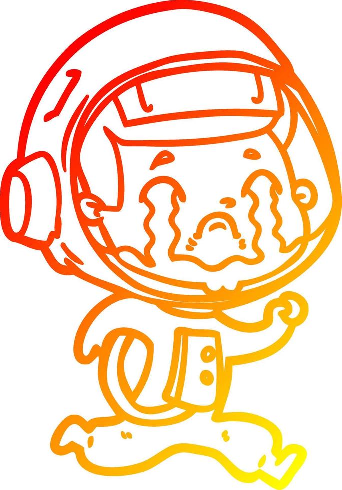 warm gradient line drawing cartoon crying astronaut vector