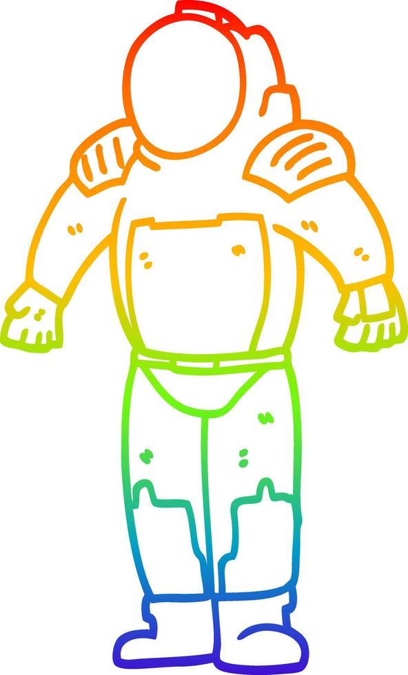 rainbow gradient line drawing cartoon space man vector