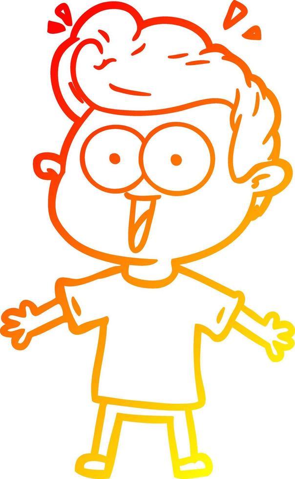 warm gradient line drawing cartoon staring man vector