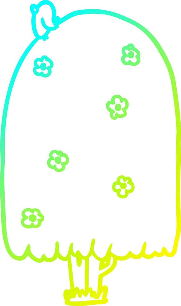 cold gradient line drawing tall tree vector