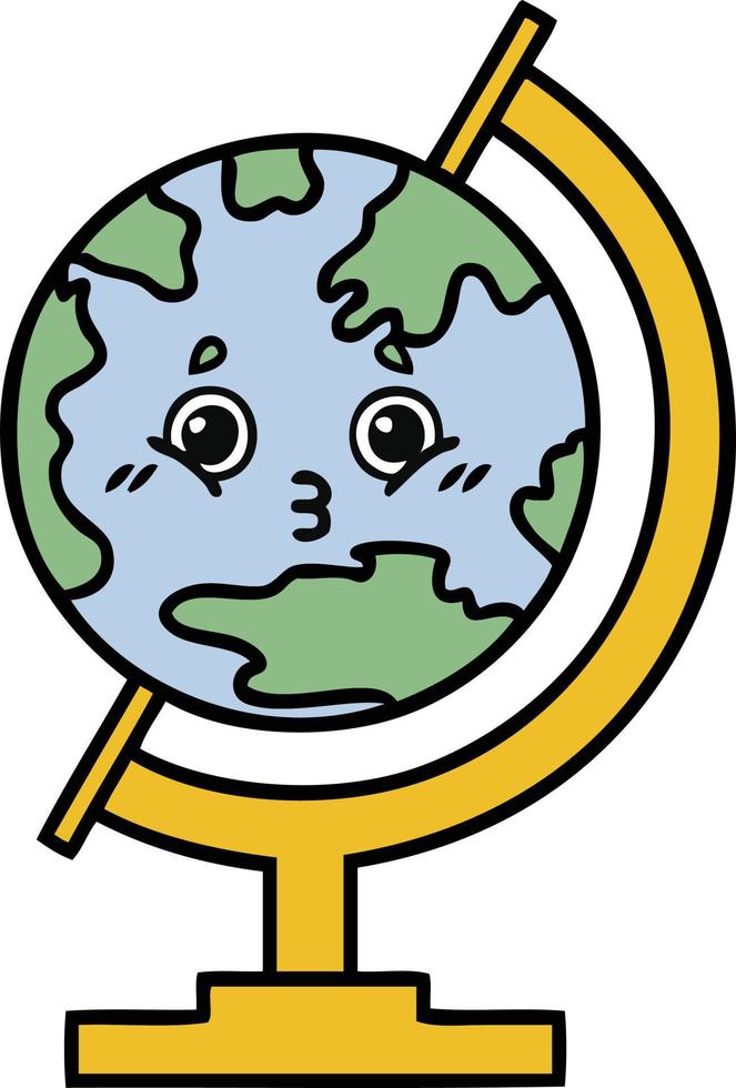 cute cartoon globe of the world vector