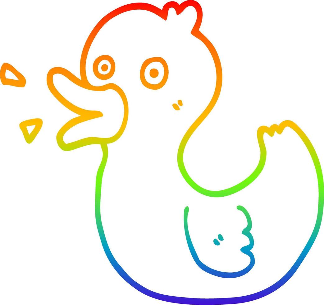 rainbow gradient line drawing cartoon quacking duck vector