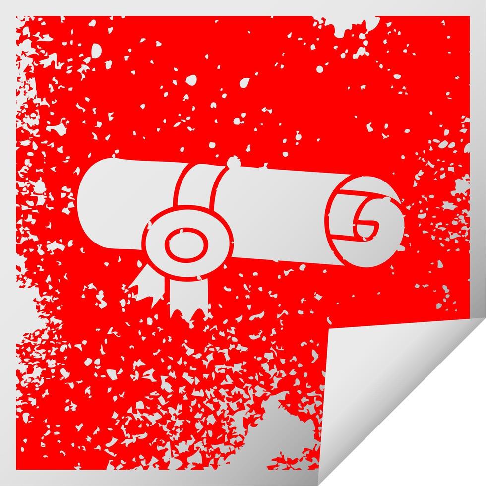 distressed square peeling sticker symbol rolled certificate vector