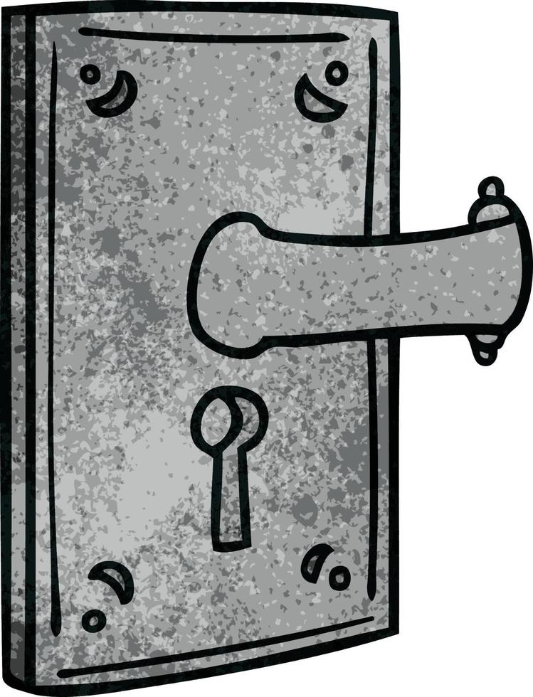 garabato de dibujos animados texturizados de una manija de puerta vector
