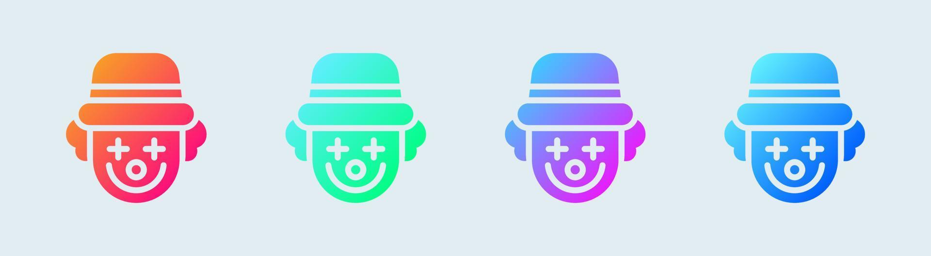 Clown solid icon in gradient colors. Joker signs vector illustration.