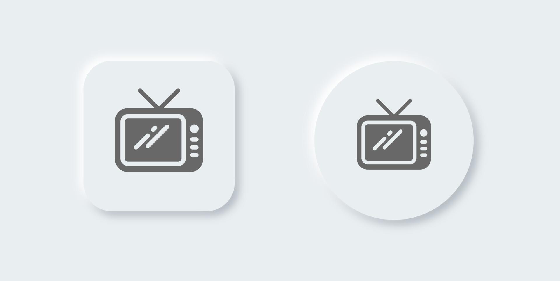 Tv solid icon in neomorphic design style. Retro tv signs vector illustration.