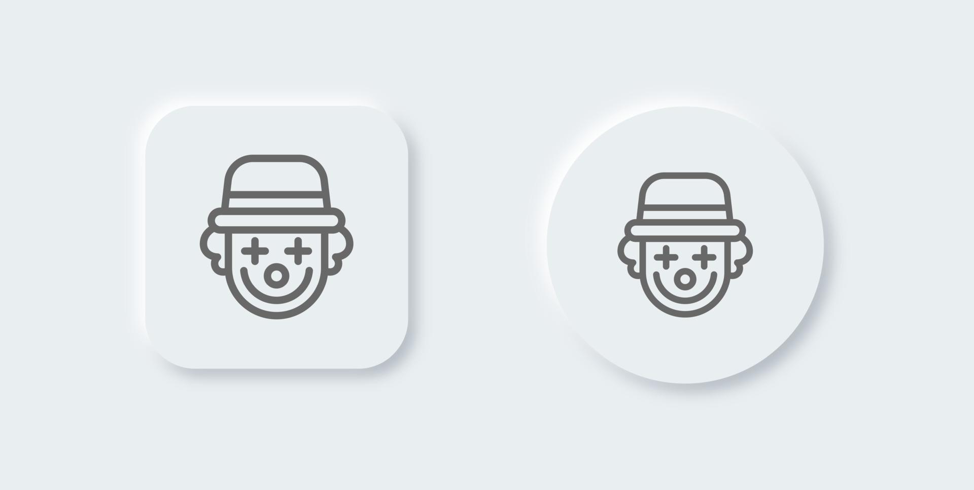 Clown line icon in neomorphic design style. Joker signs vector illustration.