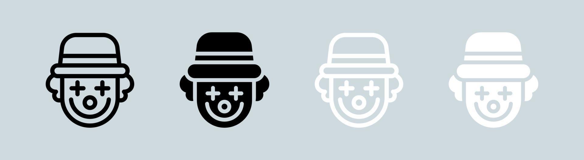 Clown icon set in black and white. Joker signs vector illustration.