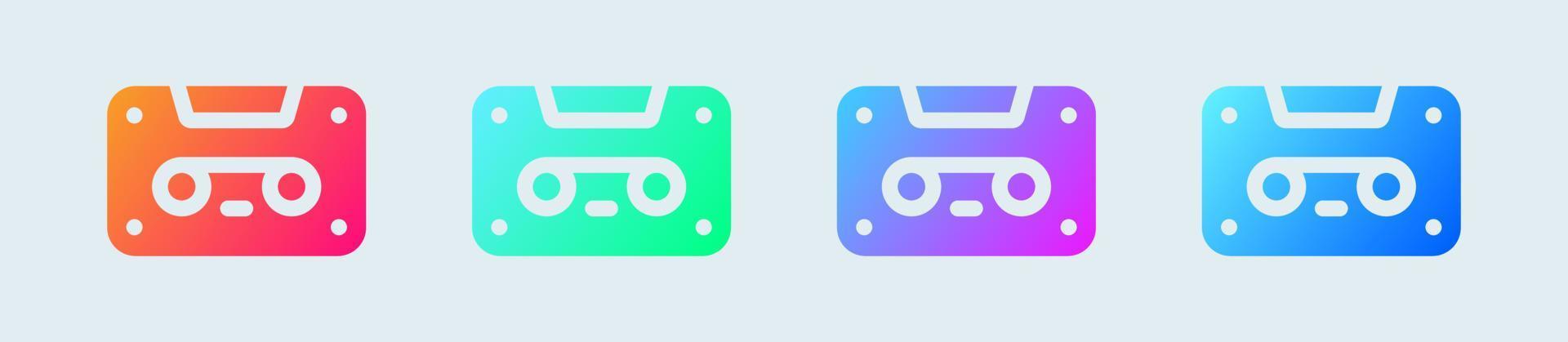 Cassette solid icon in gradient colors. Mixtape signs vector illustration.