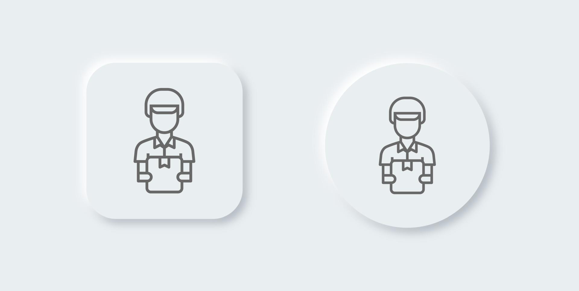 Courier line icon in neomorphic design style. Delivery man signs vector illustration.