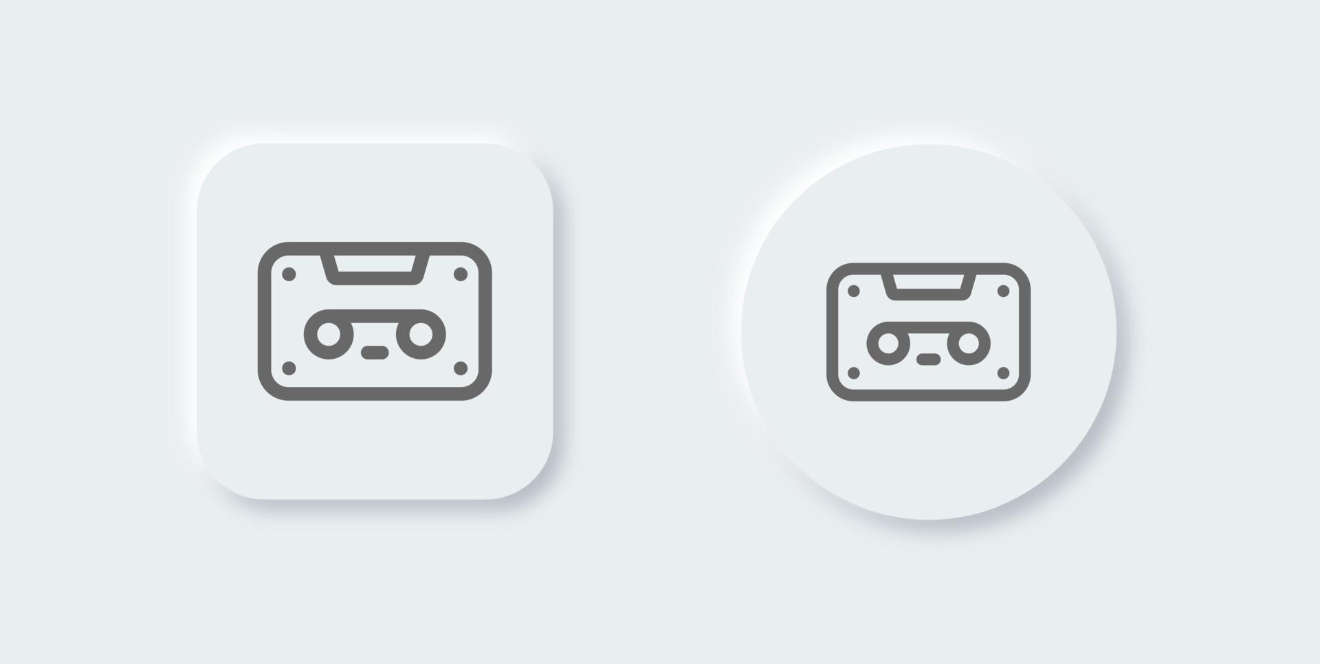 Cassette line icon in neomorphic design style. Mixtape signs vector illustration.