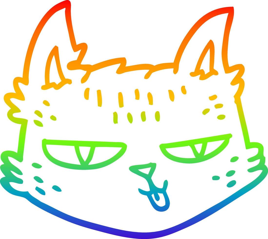 rainbow gradient line drawing cartoon happy cat vector