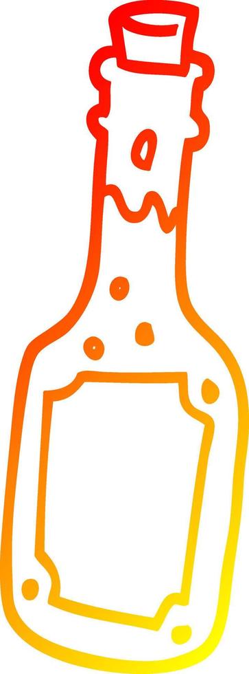 warm gradient line drawing cartoon beer bottle vector