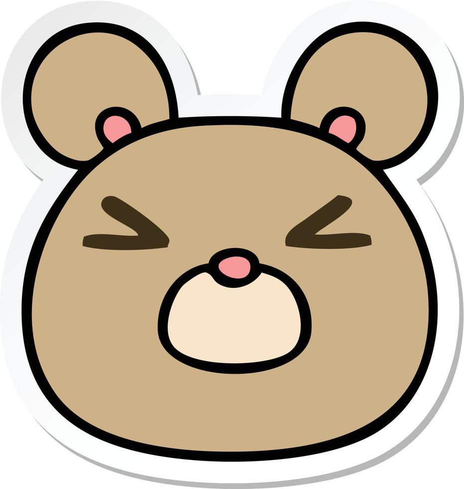 sticker of a quirky hand drawn cartoon bear face vector