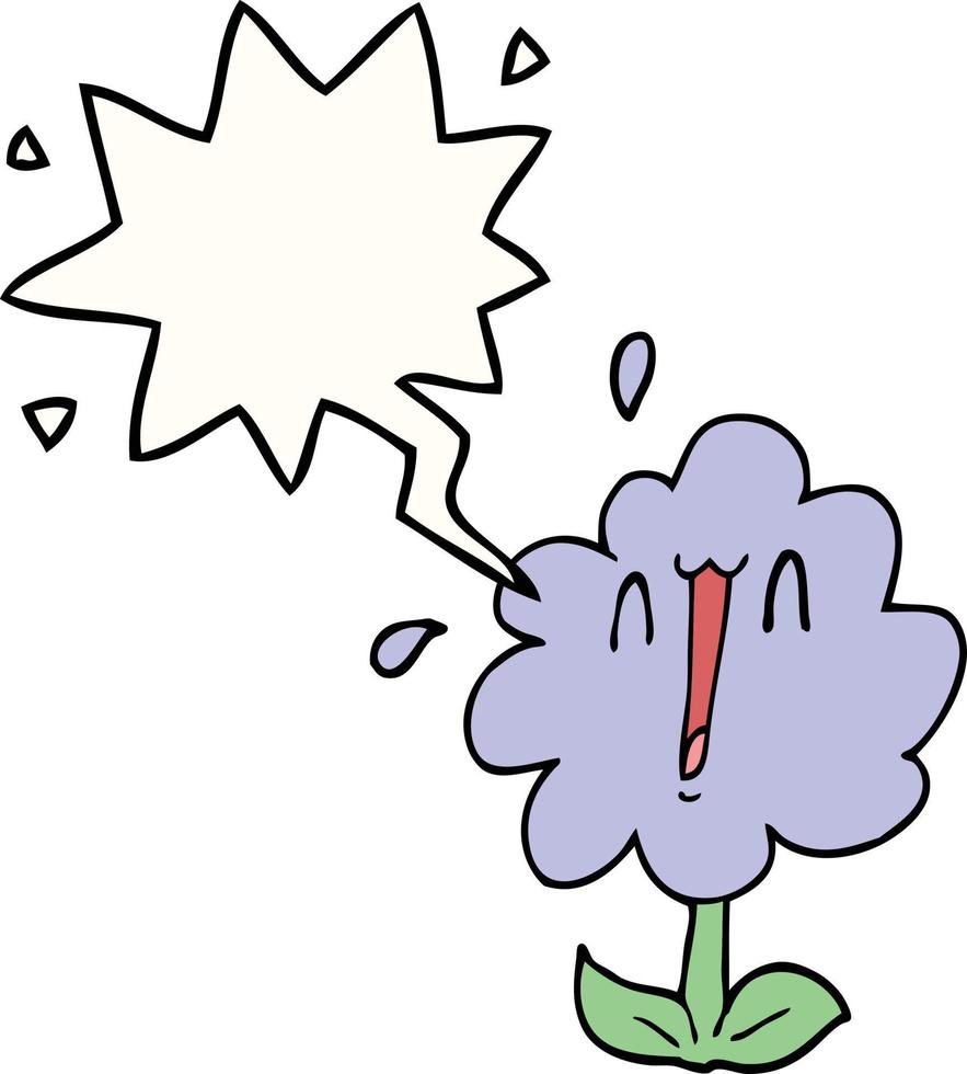 cartoon flower and speech bubble vector