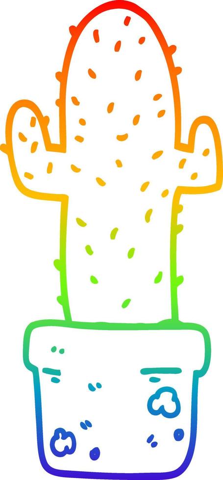 arco iris gradiente línea dibujo dibujos animados cactus vector