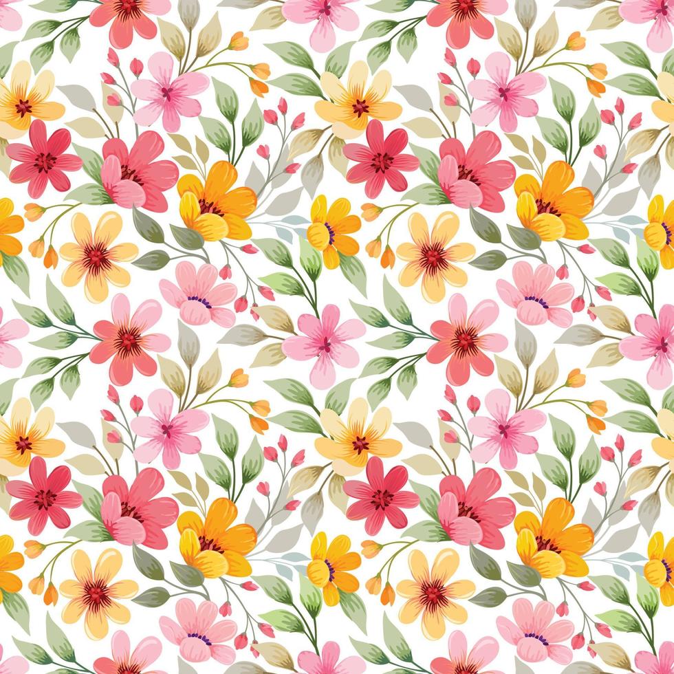 colorful flowers seamless pattern vector design.