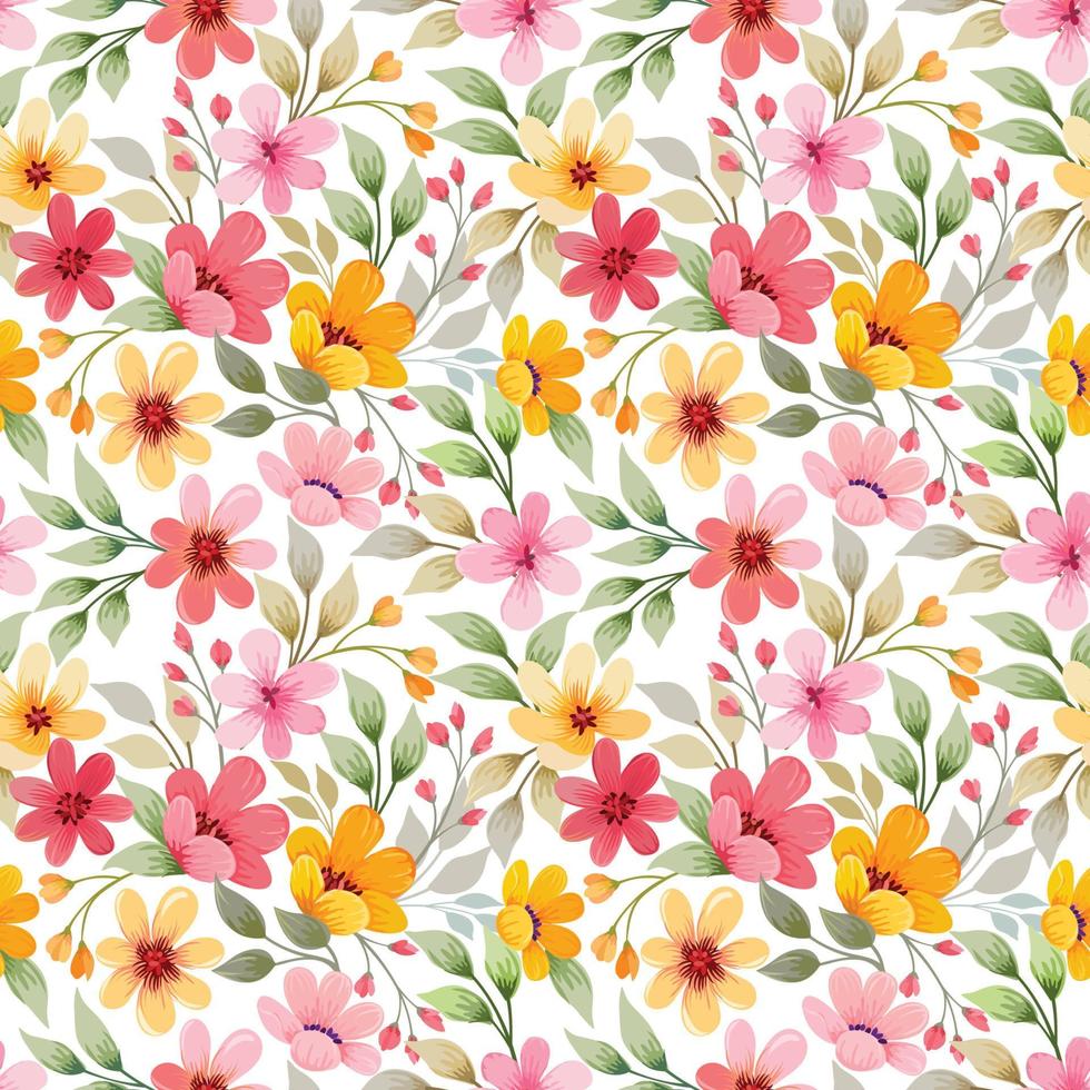 colorful flowers seamless pattern vector design.