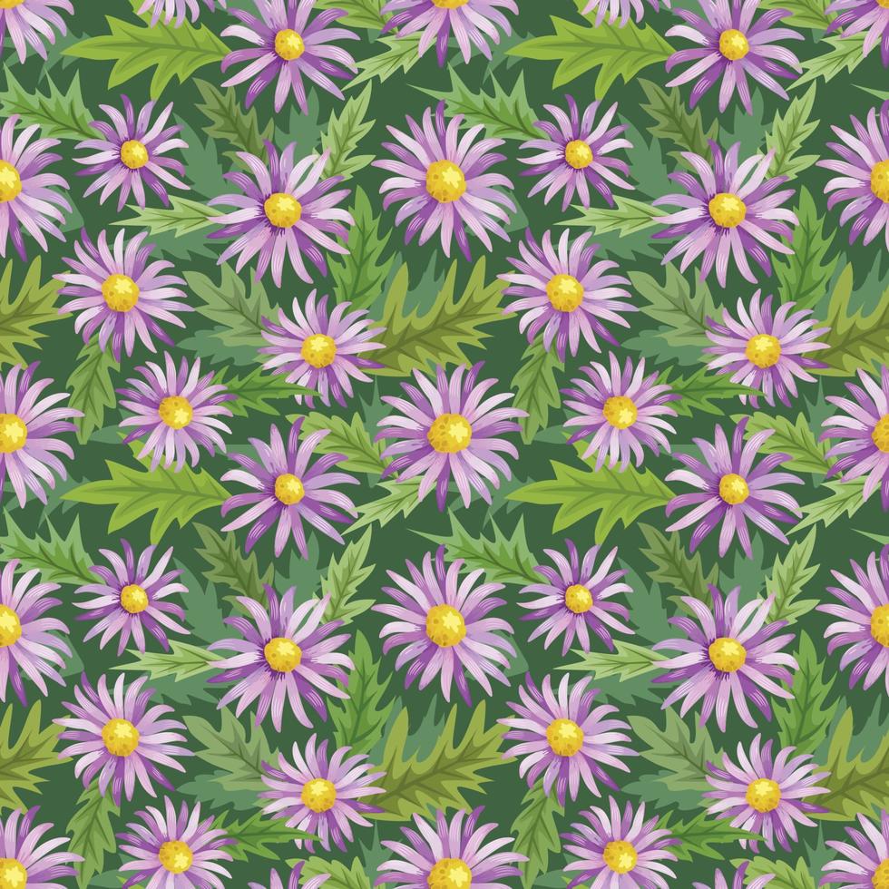 Daisy flowers seamless pattern fabric textile. vector