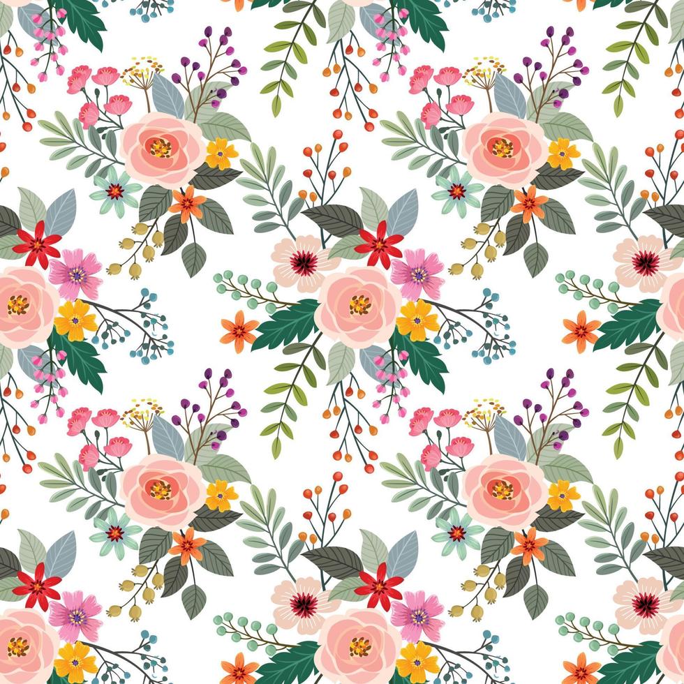 Colorful flowers seamless pattern. vector