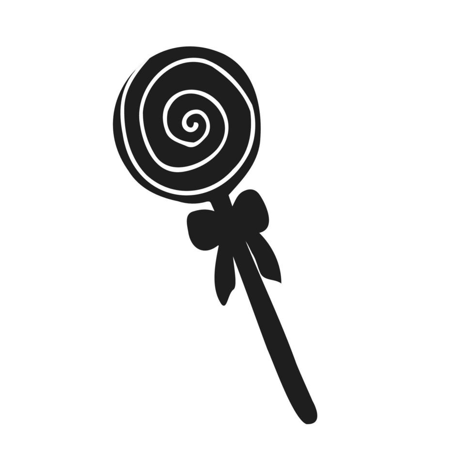 Halloween 2022 - October 31. A traditional holiday, the eve of All Saints Day, All Hallows Eve. Trick or treat. Vector illustration in hand-drawn doodle style. Lollipop on a stick.