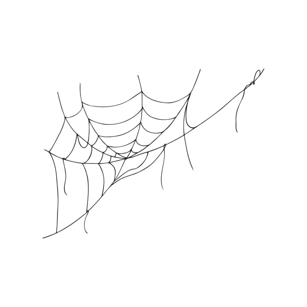 Halloween 2022 - October 31. A traditional holiday, the eve of All Saints Day, All Hallows Eve. Trick or treat. Vector illustration in hand-drawn doodle style. A ragged spider web.