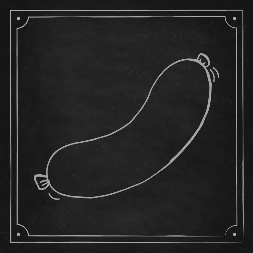 Oktoberfest 2022 - Beer Festival. Hand-drawn Doodle bavarian sausage on a black chalk board. German Traditional holiday. vector