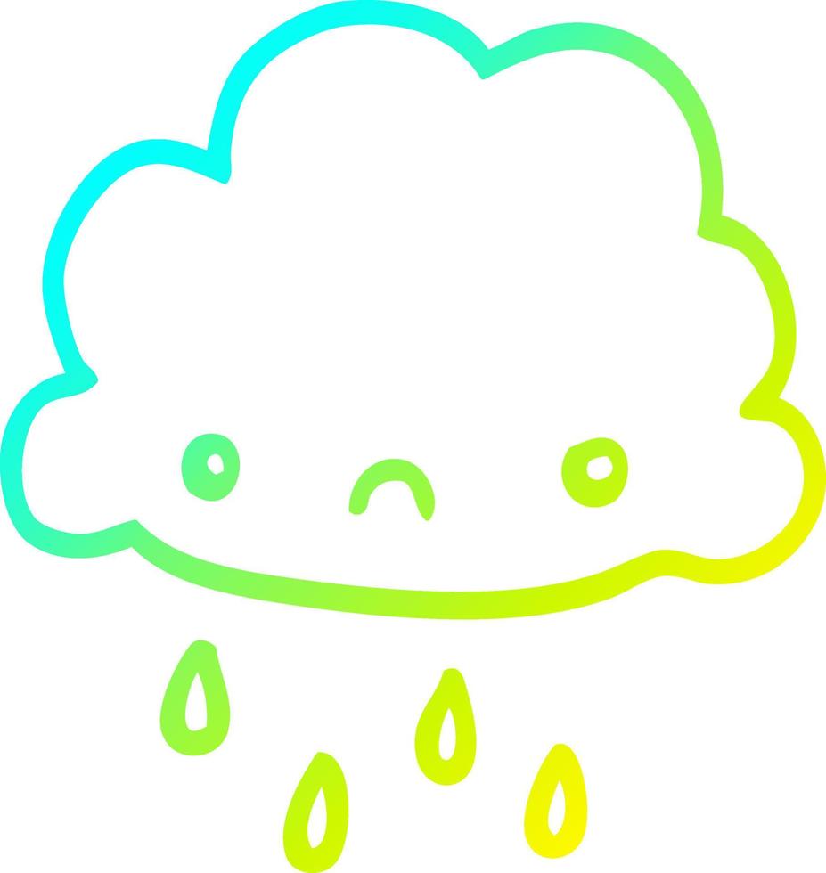 nube de tormenta de dibujos animados de dibujo de línea de gradiente frío vector