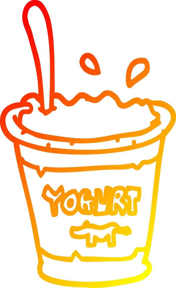 yogur de dibujos animados de dibujo de línea de gradiente cálido vector