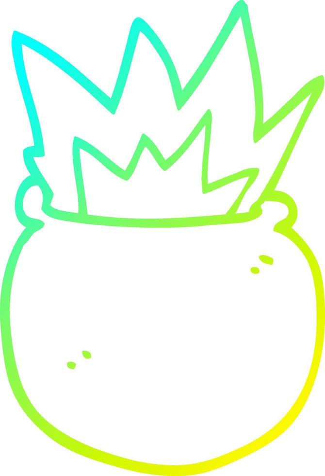 cold gradient line drawing cartoon exploding cauldron vector