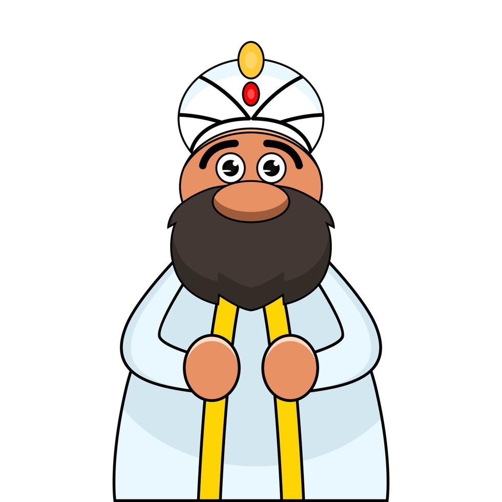 Cute sultan illustration with big beard vector