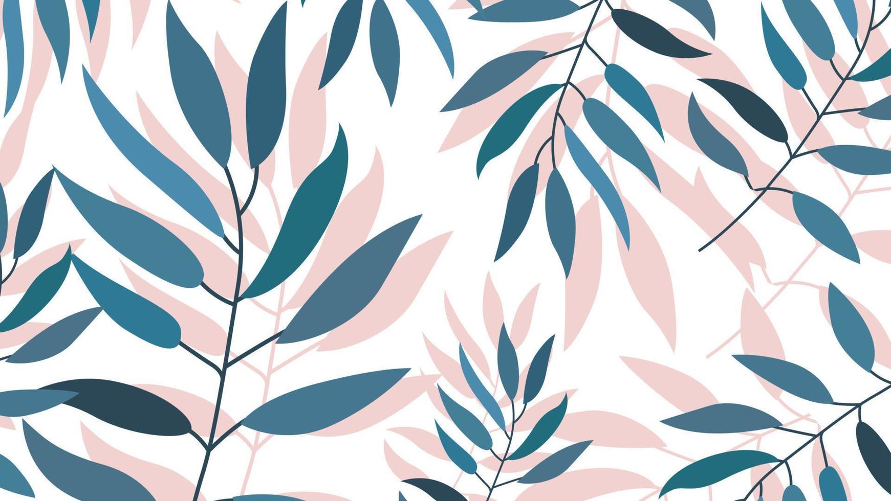 Seamless leaves pattern and white background and texture vector illustration
