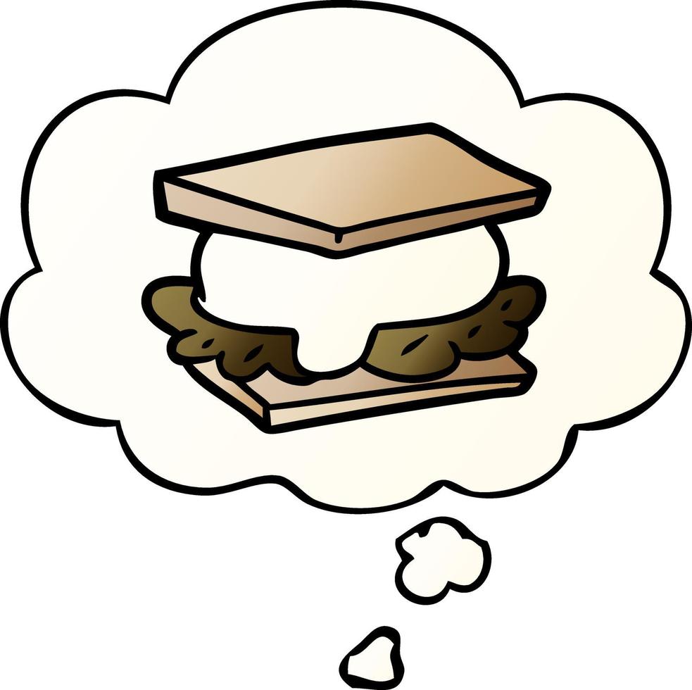 smore cartoon and thought bubble in smooth gradient style vector