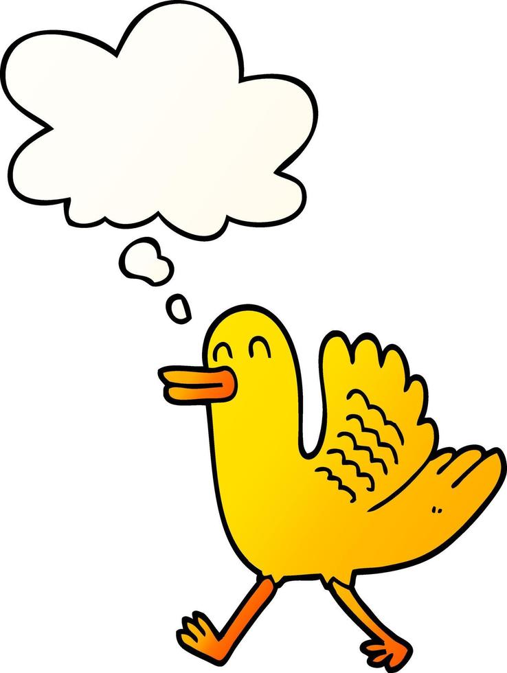 cartoon duck and thought bubble in smooth gradient style vector