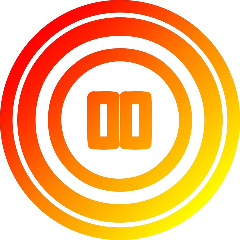 pause button circular in hot gradient spectrum vector