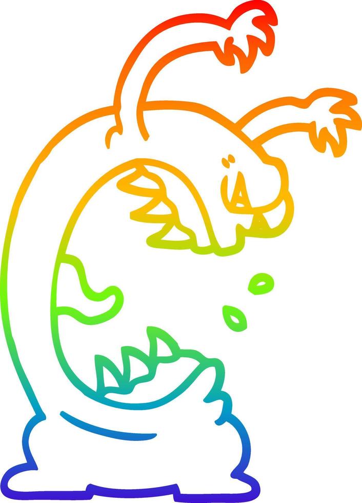 rainbow gradient line drawing cartoon monster vector