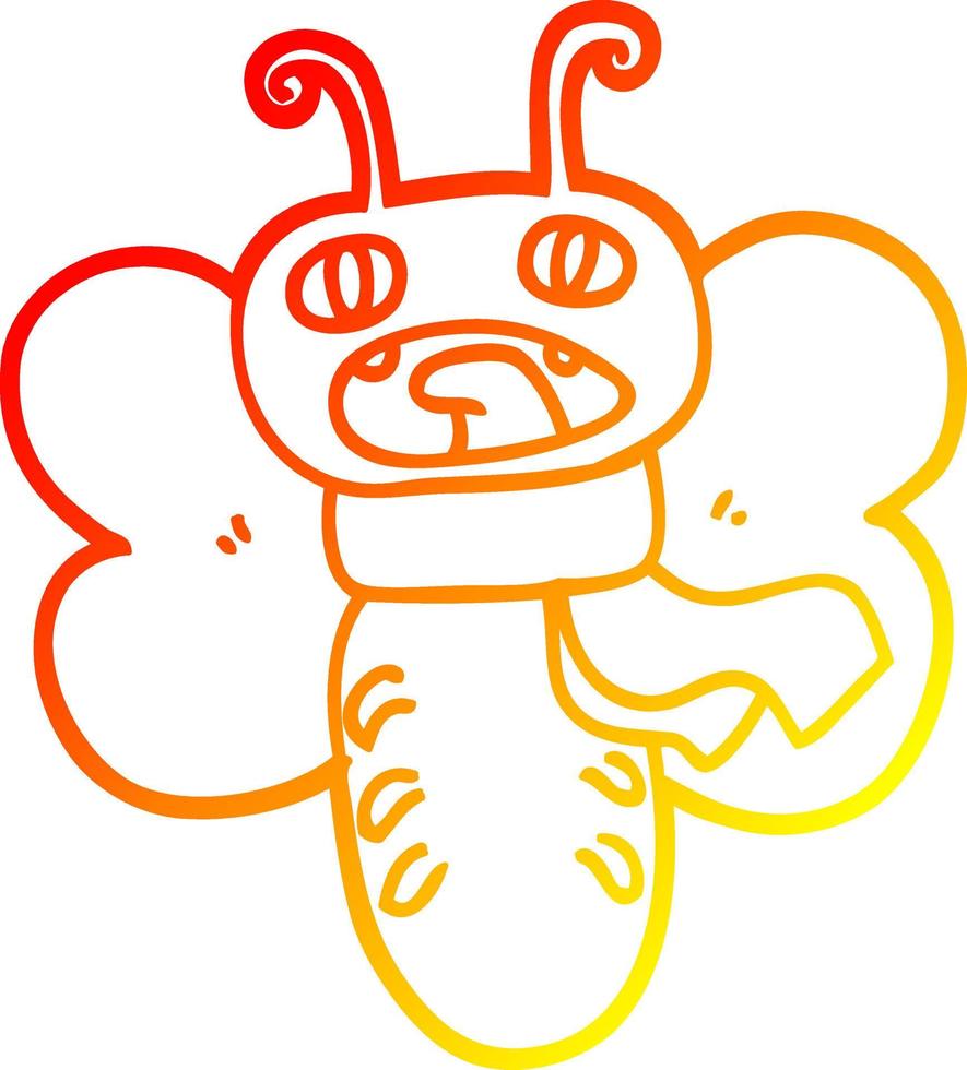 warm gradient line drawing funny cartoon butterfly vector