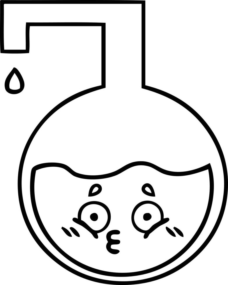 line drawing cartoon science experiment vector