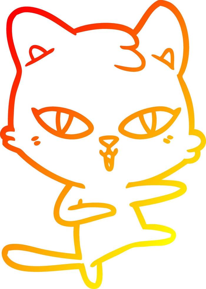 warm gradient line drawing cartoon cat vector