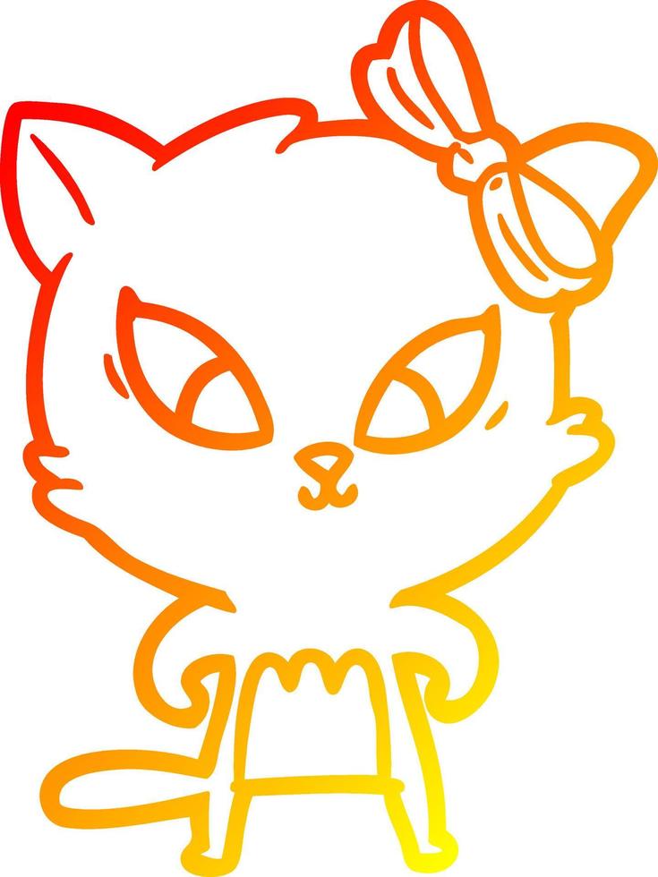 warm gradient line drawing cartoon cat vector