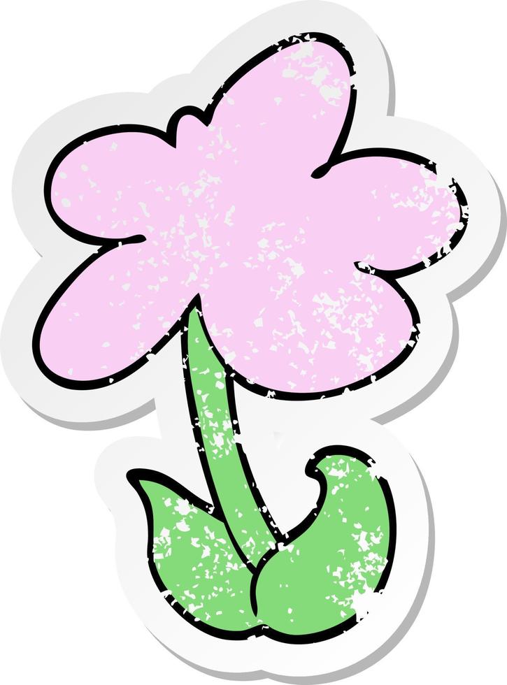 distressed sticker of a cute cartoon flower vector