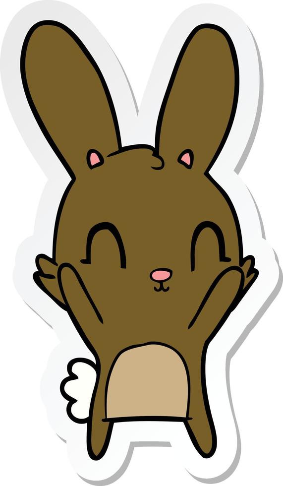 sticker of a cute cartoon rabbit vector