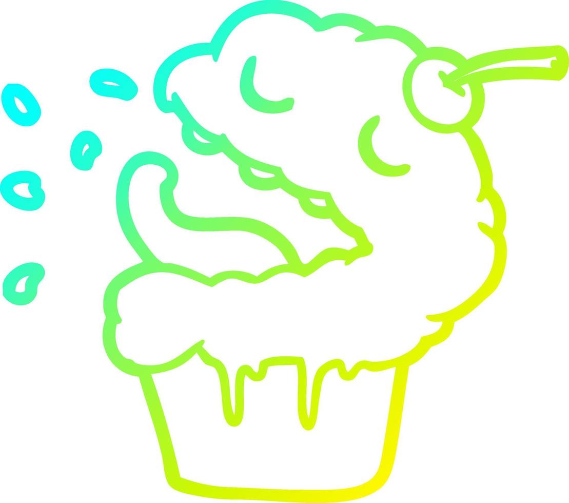 línea de gradiente frío dibujo cupcake divertido vector