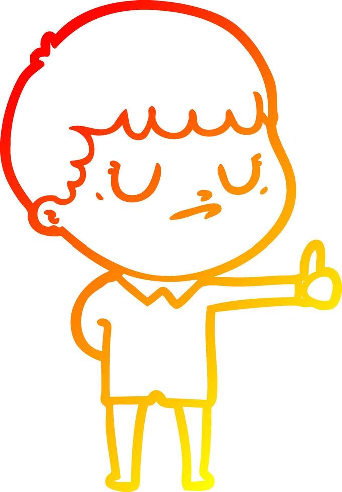 warm gradient line drawing cartoon grumpy boy vector