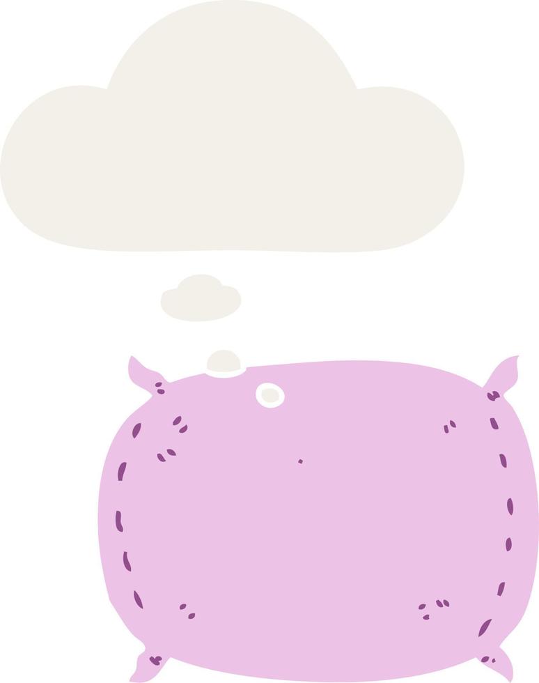 cartoon pillow and thought bubble in retro style vector