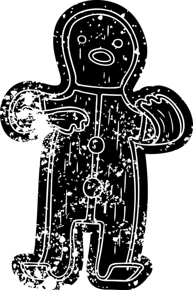 grunge icon drawing of a gingerbread man vector