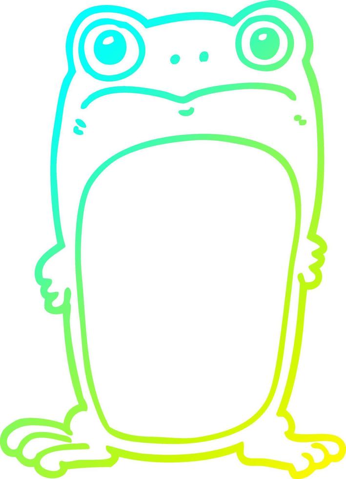 cold gradient line drawing cartoon staring frog vector