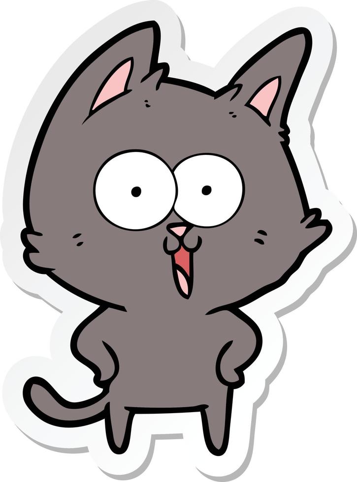 sticker of a funny cartoon cat vector