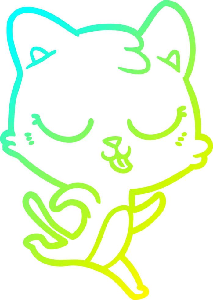 cold gradient line drawing cartoon cat running vector